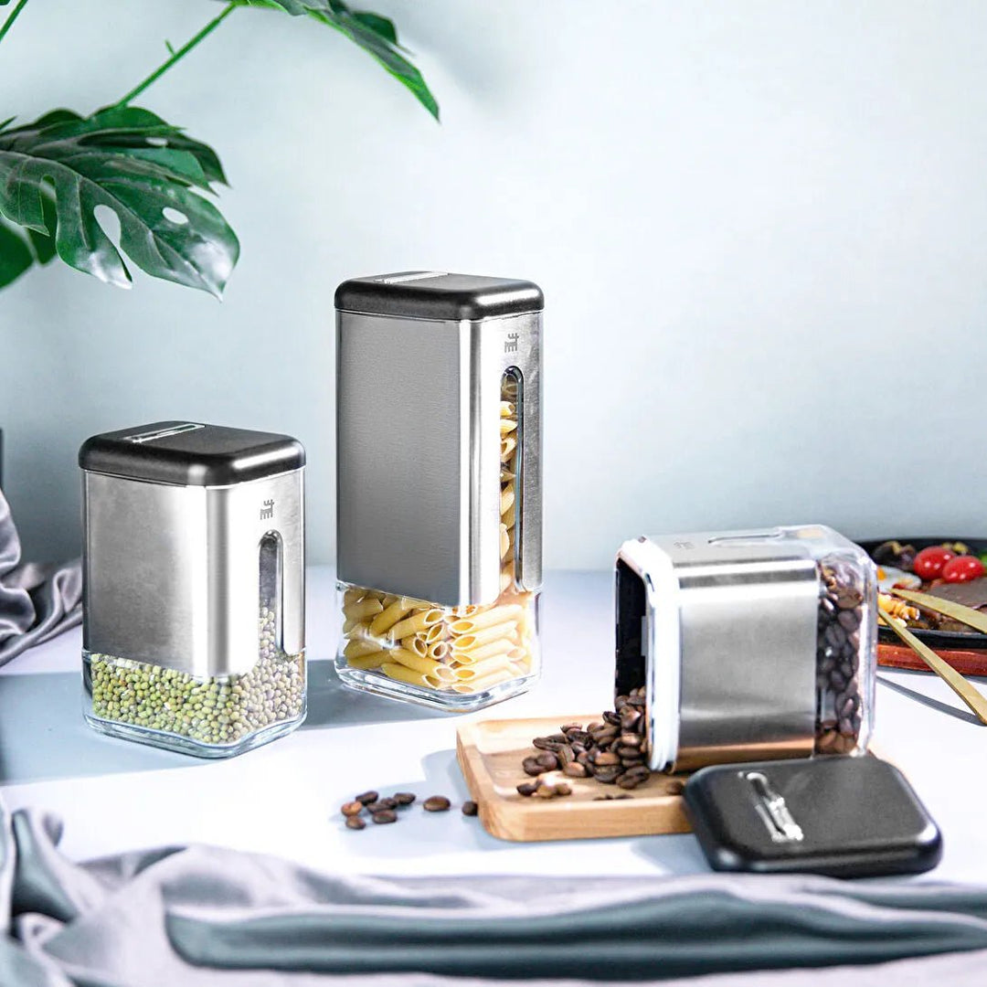 Karaca Shinex Inox Opbevaringssæt – 6 Dele i Glas & Rustfrit Stål - Løven Home