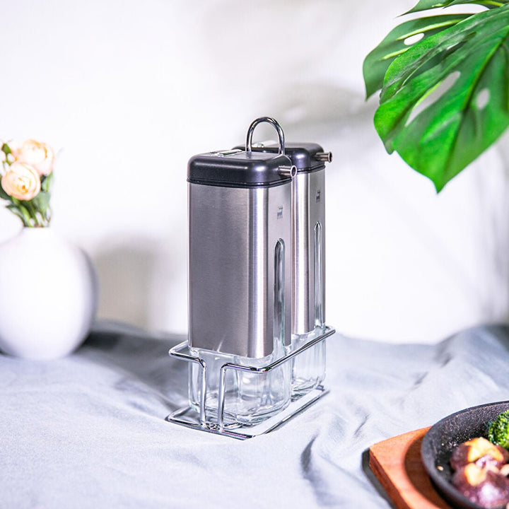 Karaca Shinex Olie - og Eddike Dispensersæt 220 ml. - Sølv - Løven Home