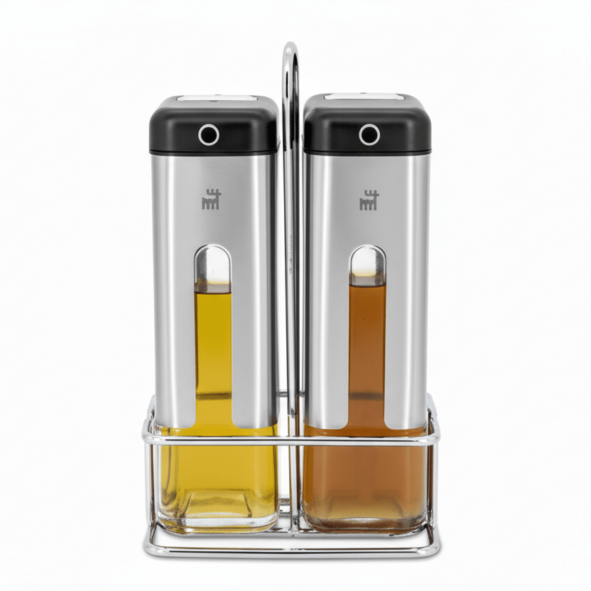 Karaca Shinex Olie - og Eddike Dispensersæt 220 ml. - Sølv - Løven Home