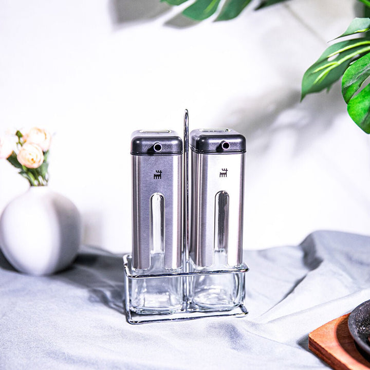 Karaca Shinex Olie - og Eddike Dispensersæt 220 ml. - Sølv - Løven Home