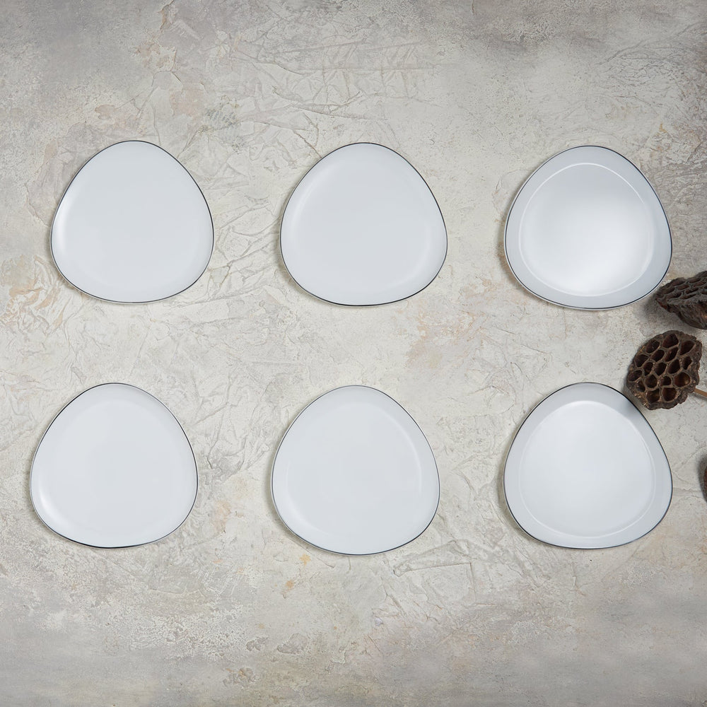 Karaca Sky Sortkant Desserttallerkensæt | 6 personer – 18 cm - Løven Home
