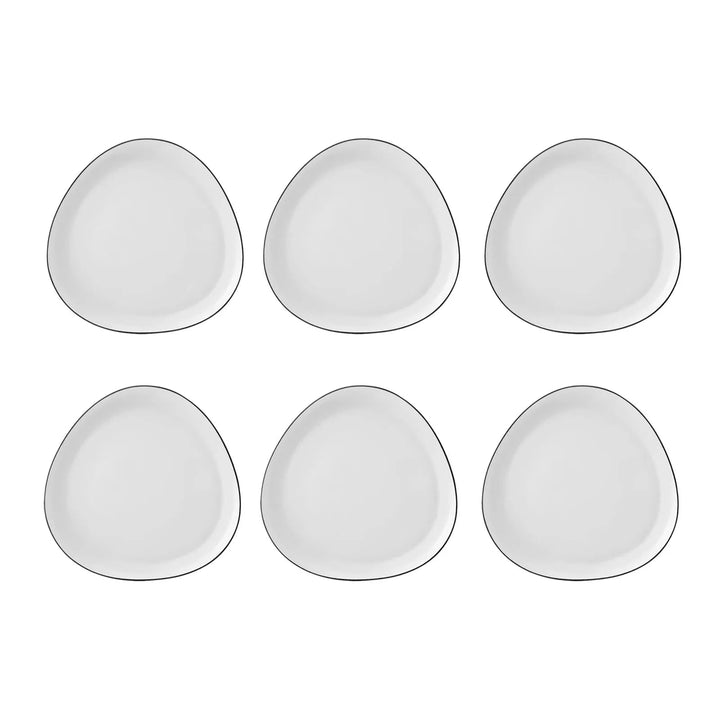 Karaca Sky Sortkant Desserttallerkensæt | 6 personer – 18 cm - Løven Home