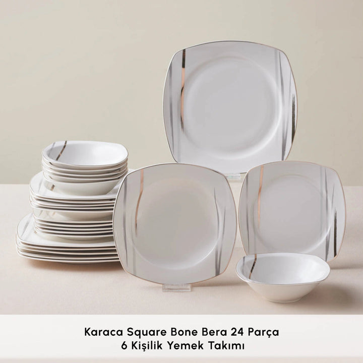 Karaca Square Bone Bera – 24 dele Middagsservice til 6 personer - Løven Home