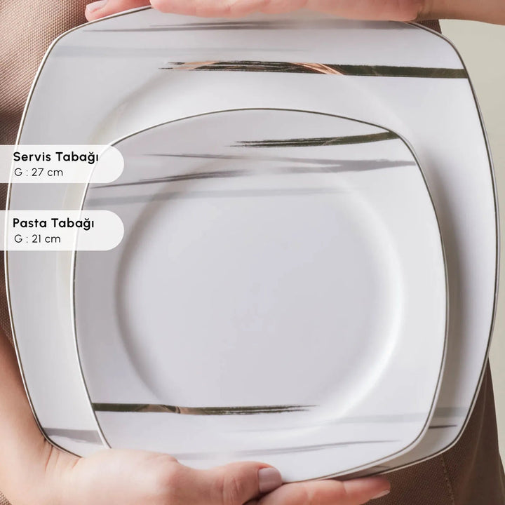 Karaca Square Bone Bera – 24 dele Middagsservice til 6 personer - Løven Home