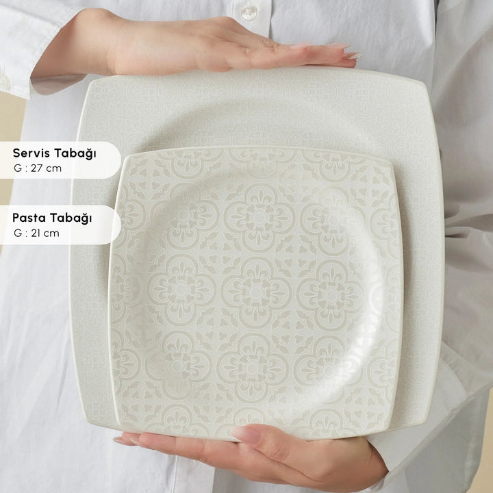 Karaca Square Bone Royal Lace 24 Dele Middagssæt til 6 personer - Løven Home