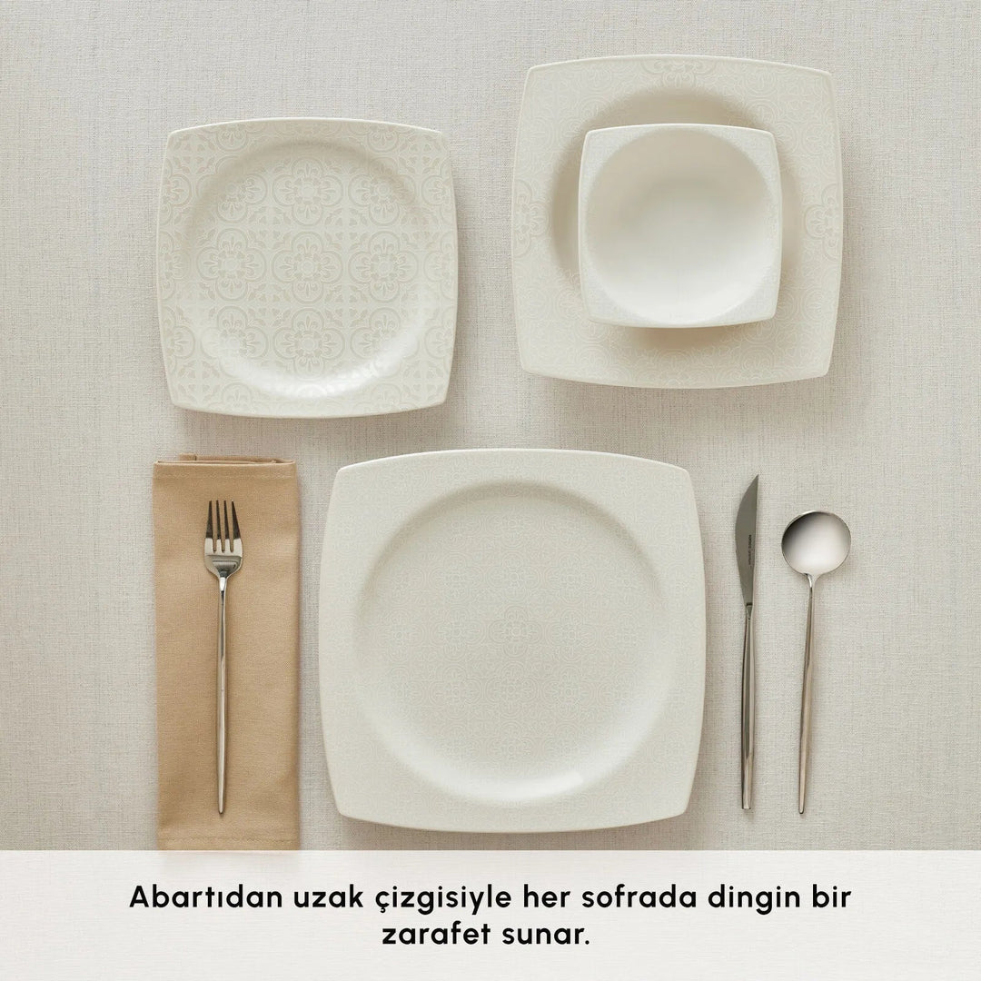 Karaca Square Bone Royal Lace 24 Dele Middagssæt til 6 personer - Løven Home