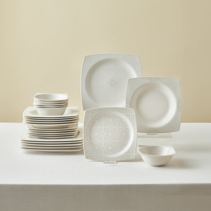 Karaca Square Bone Royal Lace 24 Dele Middagssæt til 6 personer - Løven Home