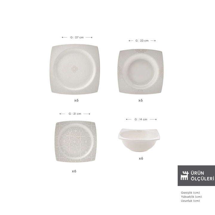 Karaca Square Bone Royal Lace 24 Dele Middagssæt til 6 personer - Løven Home