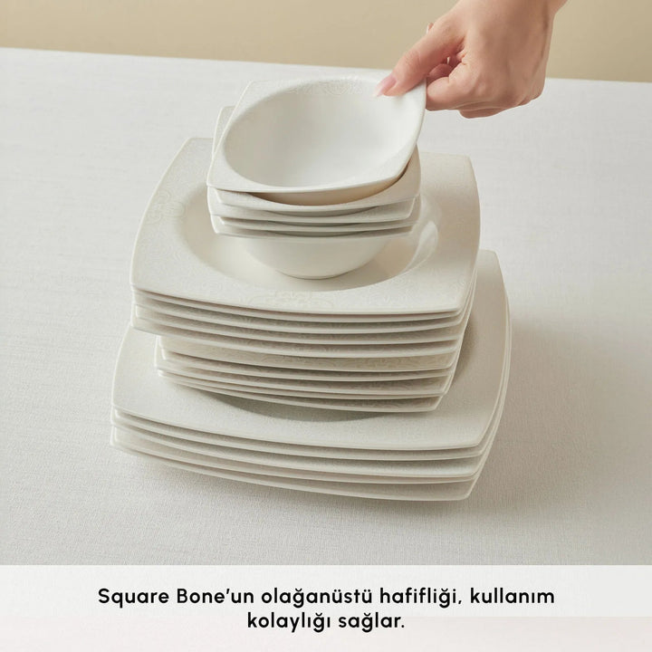 Karaca Square Bone Royal Lace 24 Dele Middagssæt til 6 personer - Løven Home