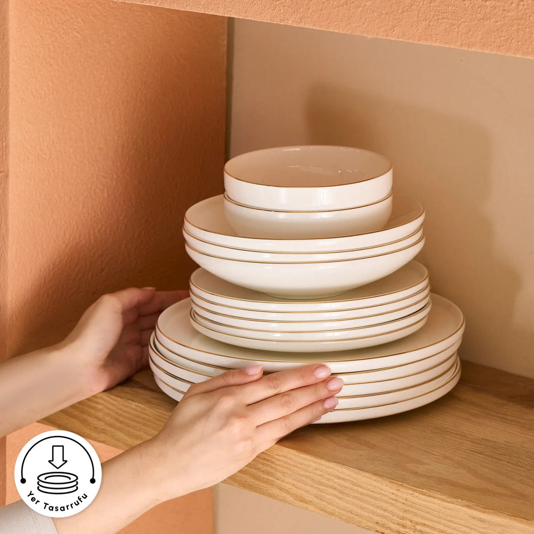 Karaca Stream Bone Belinda 24 - delers 6 - personers middagssæt - Løven Home