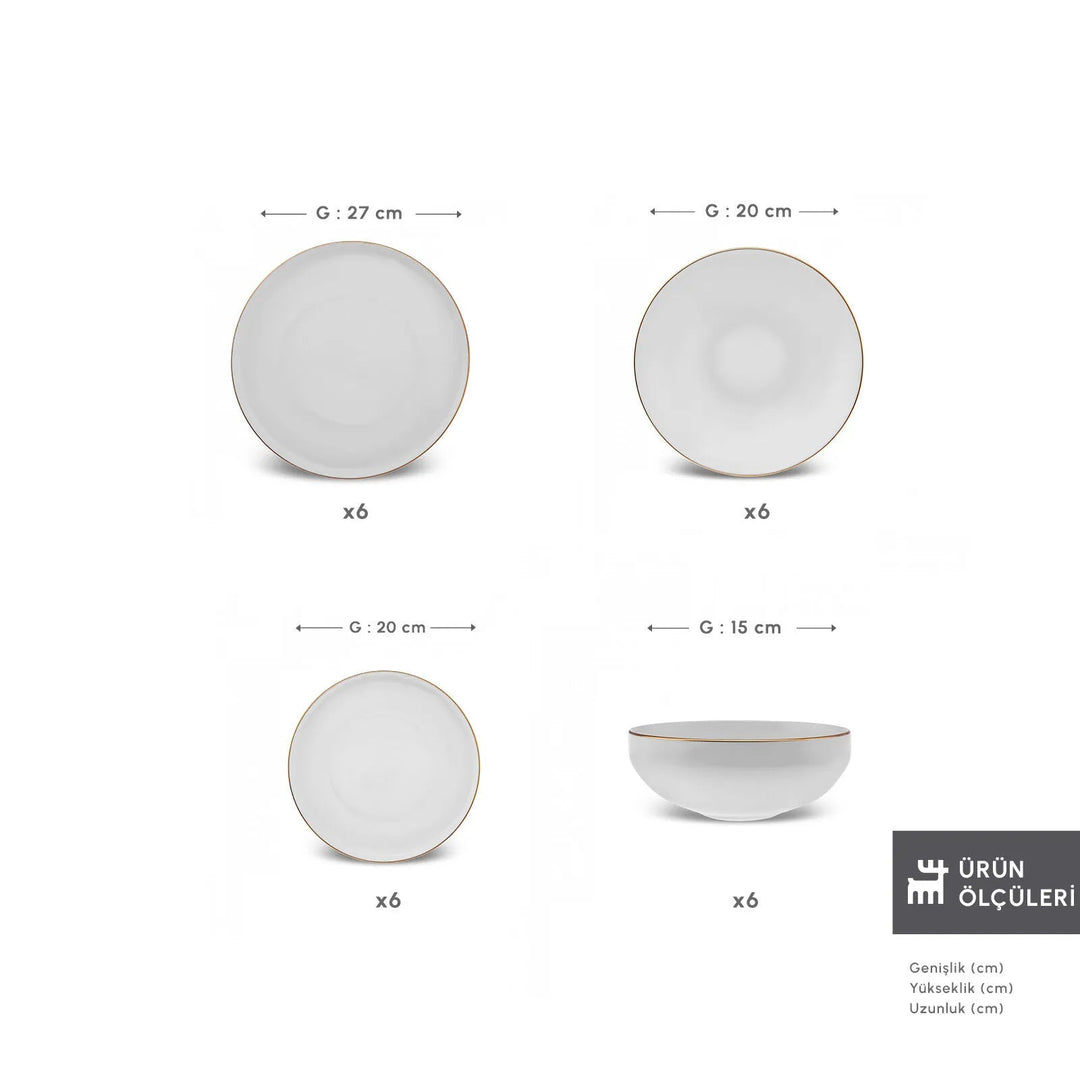 Karaca Stream Bone Belinda 24 - delers 6 - personers middagssæt - Løven Home