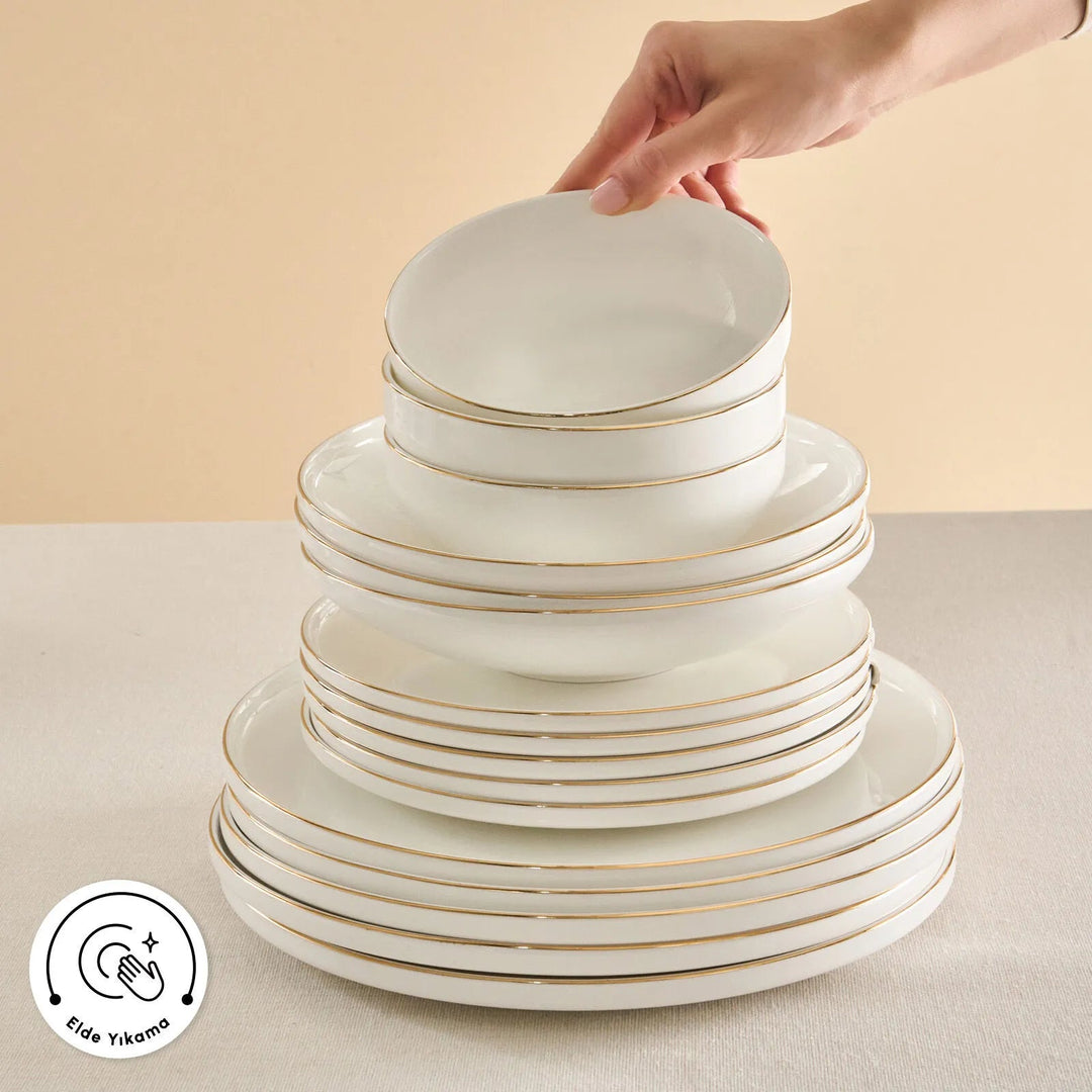 Karaca Stream Bone Belinda 24 - delers 6 - personers middagssæt - Løven Home