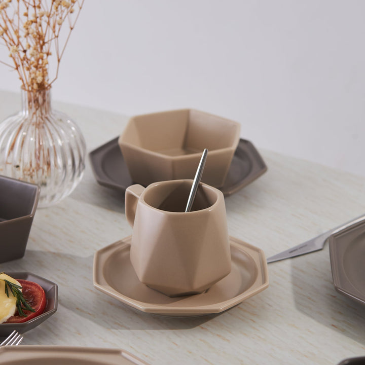 Karaca Stream Bone Fizbo Morgenmadssæt | 26 dele | 6 personer - Løven Home