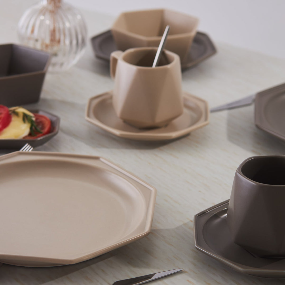 Karaca Stream Bone Fizbo Morgenmadssæt | 26 dele | 6 personer - Løven Home