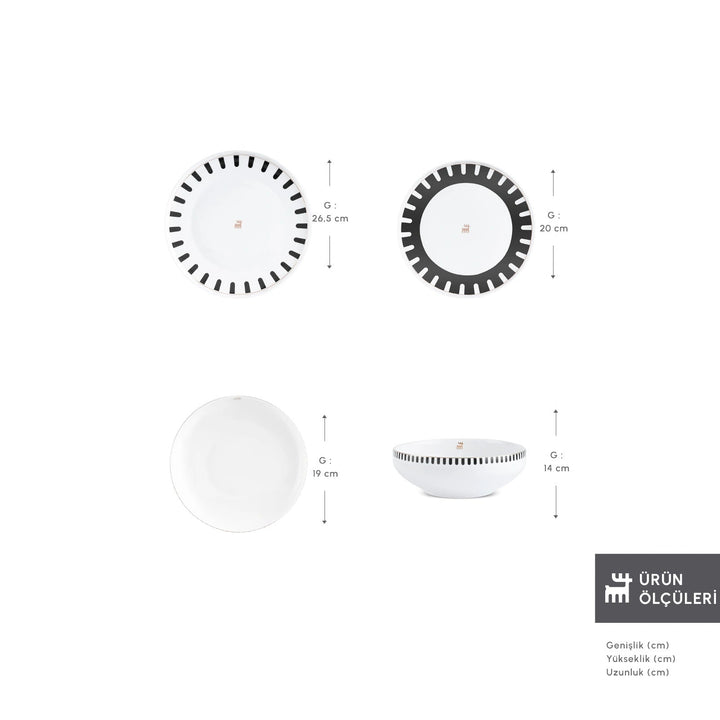 Karaca Stream Bone Kore Plus – 24 dele Middagsservice til 6 personer - Løven Home