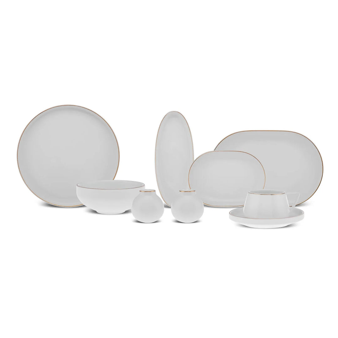 Karaca Stream Bone Meridian Morgenmadssæt | 34 dele | 6 personer | Guld - Løven Home