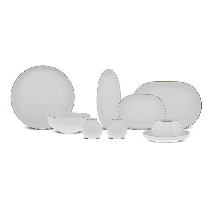 Karaca Stream Bone Meridian Morgenmadssæt | 34 dele | 6 personer | Guld - Løven Home