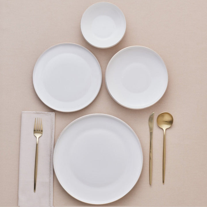 Karaca Stream Bone Saturn Spisestel 24 dele – 6 personer – Hvid/Guld - Løven Home