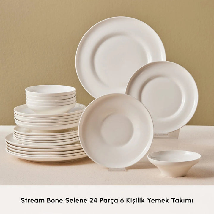 Karaca Stream Bone Selene 24 Dele Middagssæt til 6 personer - Løven Home
