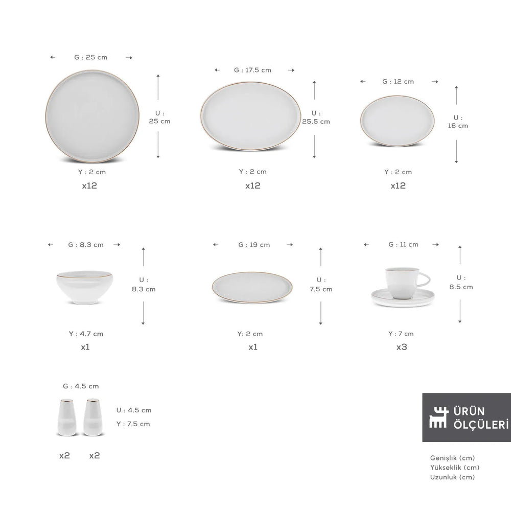 Karaca Stream Bone Sunset 34 Dele Morgenmadssæt til 6 personer – Guld - Løven Home