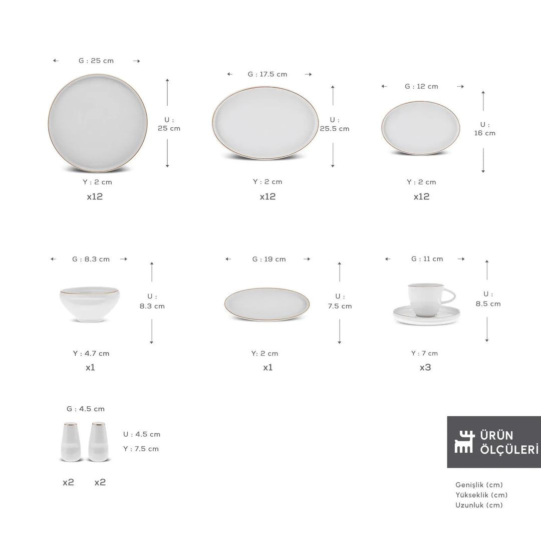 Karaca Stream Bone Sunset 34 Dele Morgenmadssæt til 6 personer – Guld - Løven Home