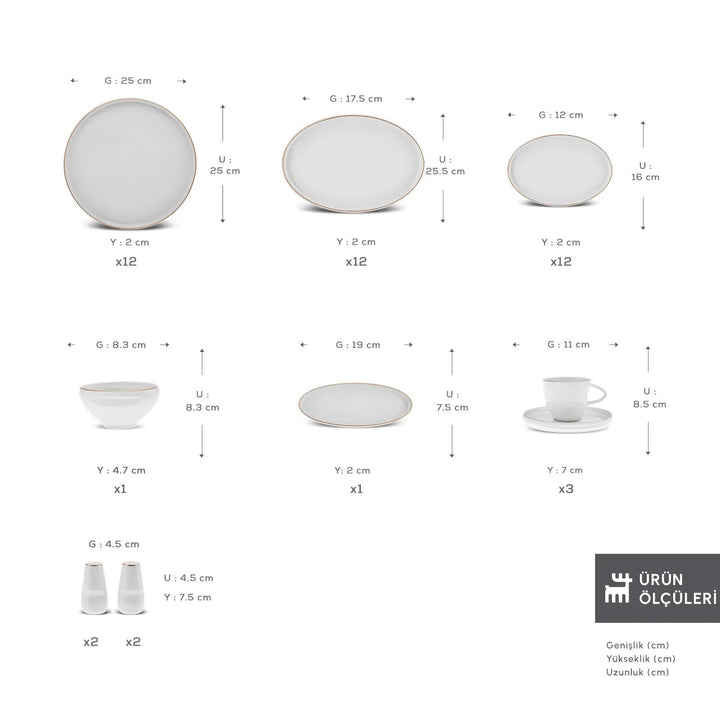 Karaca Stream Bone Sunset 34 Dele Morgenmadssæt til 6 personer – Guld - Løven Home