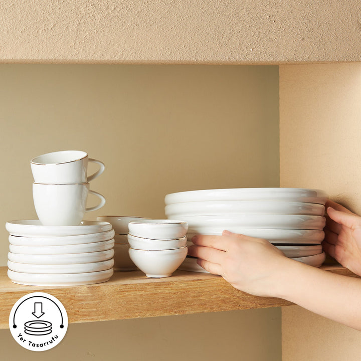 Karaca Stream Bone Sunset 34 Dele Morgenmadssæt til 6 personer – Guld - Løven Home