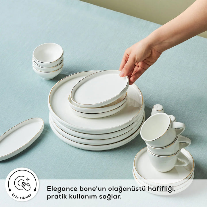 Karaca Stream Bone Sunset 34 Dele Morgenmadssæt til 6 personer – Guld - Løven Home