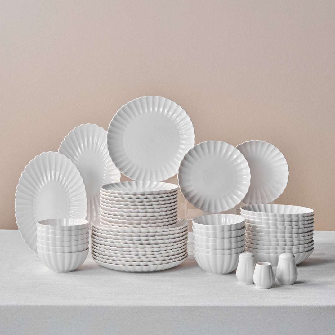 Karaca Stream Bone Umbrella – 53 dele Middagsservice til 12 personer, Hvid - Løven Home