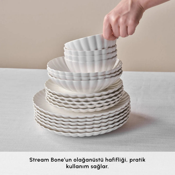 Karaca Stream Bone Umbrella – 53 dele Middagsservice til 12 personer, Hvid - Løven Home