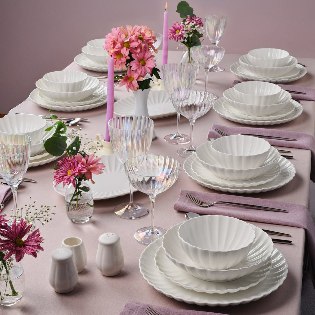 Karaca Stream Bone Umbrella – 53 dele Middagsservice til 12 personer, Hvid - Løven Home