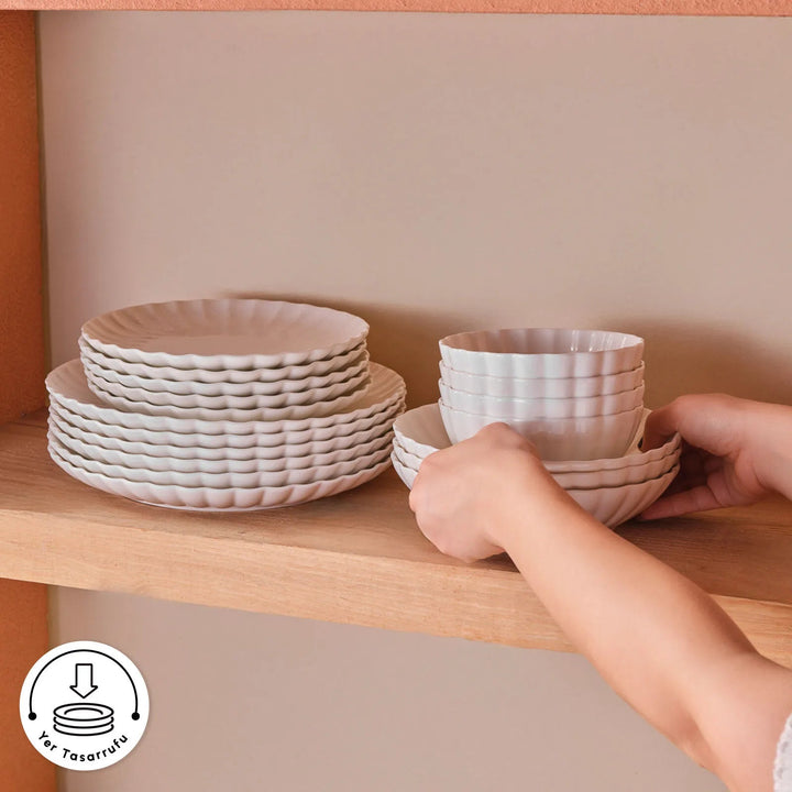 Karaca Stream Bone Umbrella – 53 dele Middagsservice til 12 personer, Hvid - Løven Home