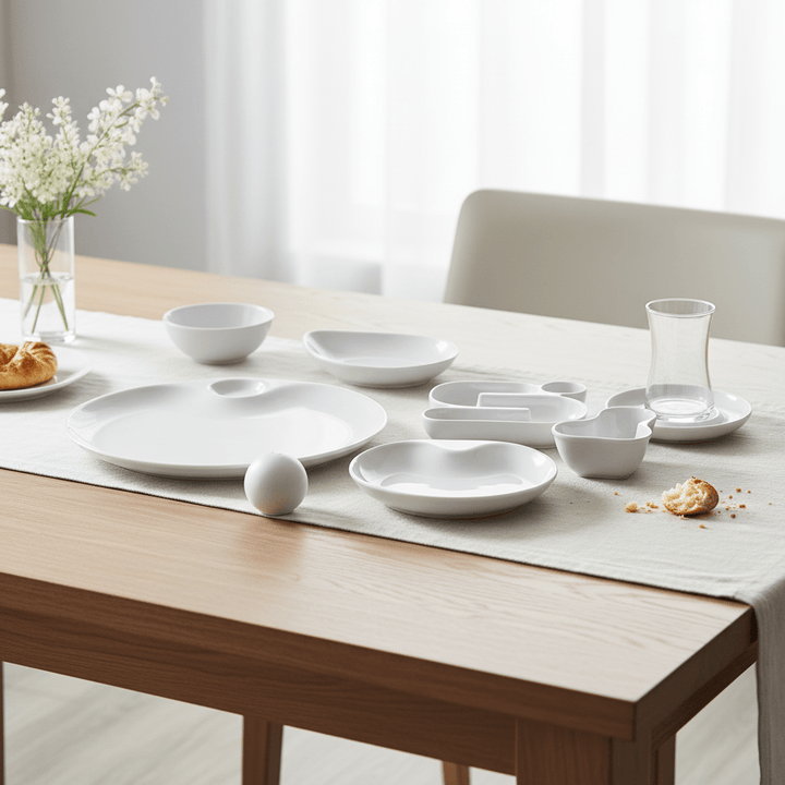 Karaca Streamline Bone Salsa 26 - delt Morgenmadssæt til 6 personer - Hvid - Løven Home