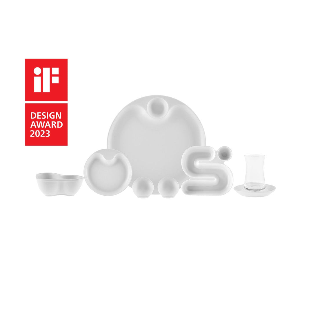 Karaca Streamline Bone Salsa 26 - delt Morgenmadssæt til 6 personer - Hvid - Løven Home
