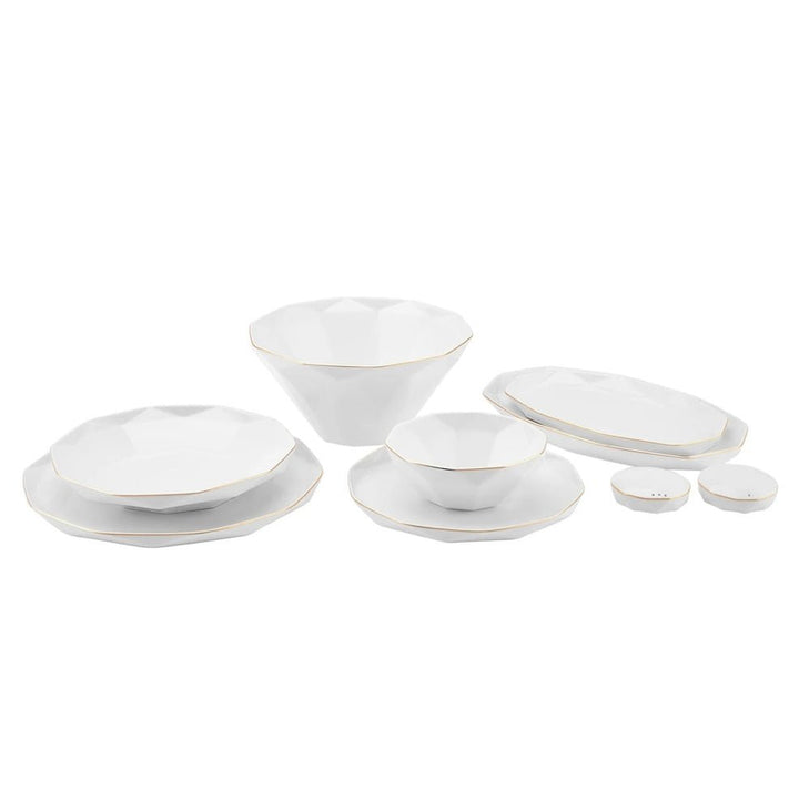 KARACA STREAMLINE ELMAS 57 - delt Middagssæt | 12 personer | Hvid/Guld - Løven Home