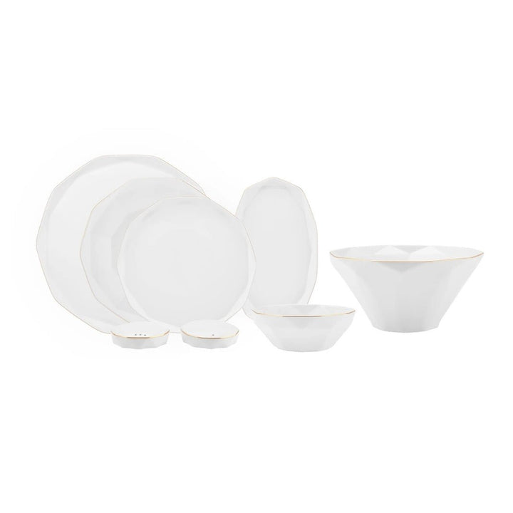 KARACA STREAMLINE ELMAS 57 - delt Middagssæt | 12 personer | Hvid/Guld - Løven Home