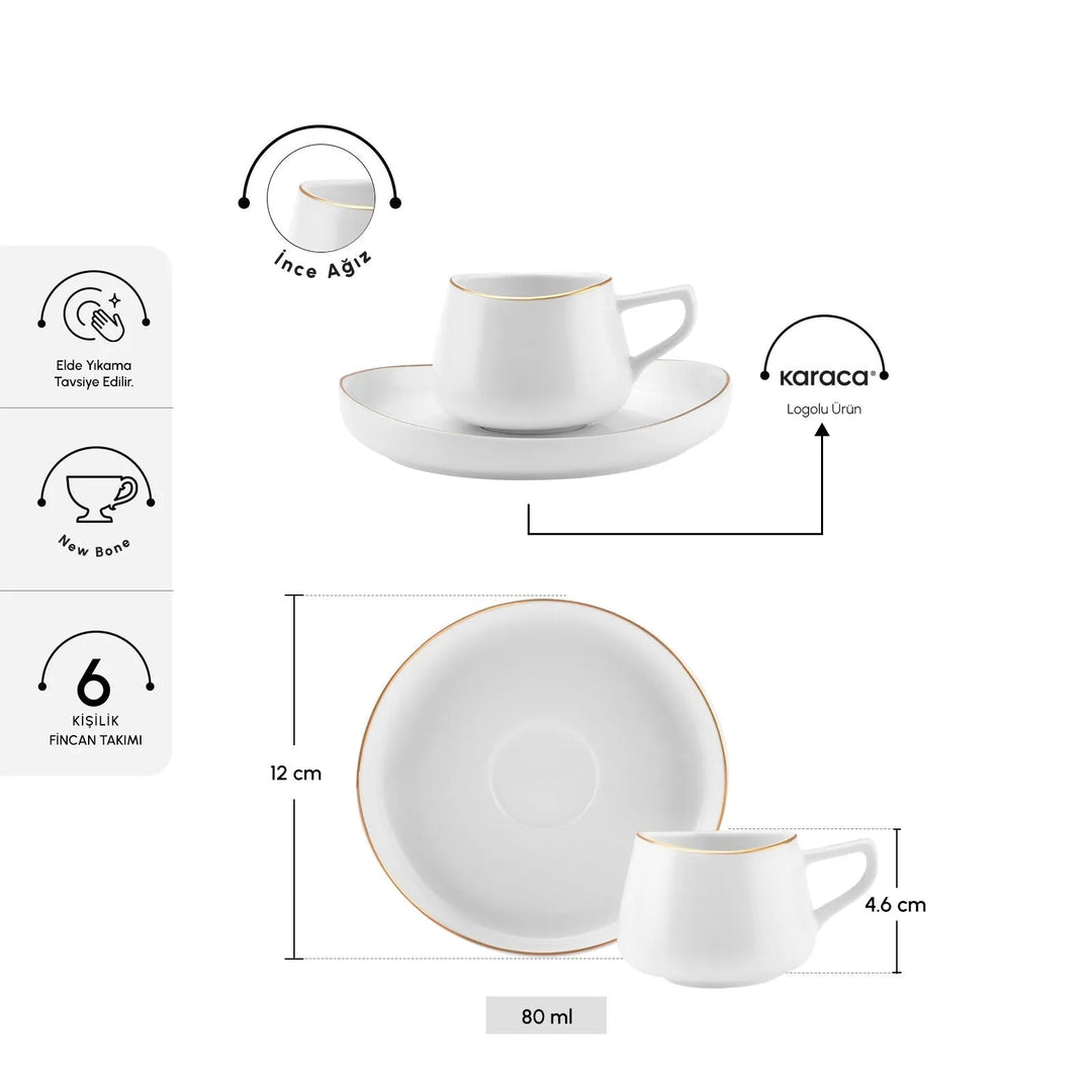 Karaca Streamline Hole Espresso Kaffesæt til 6 personer – 80 ml - Løven Home