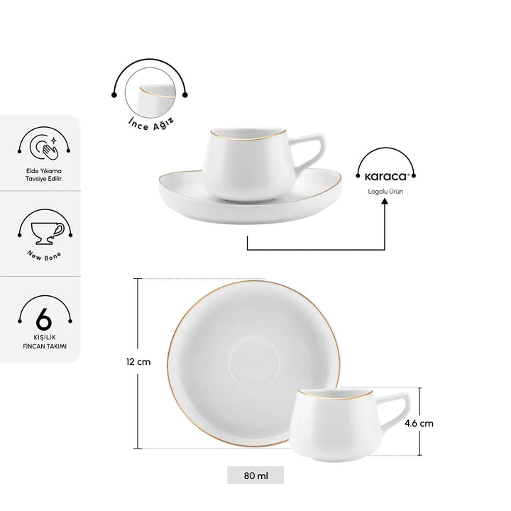 Karaca Streamline Hole Espresso Kaffesæt til 6 personer – 80 ml - Løven Home