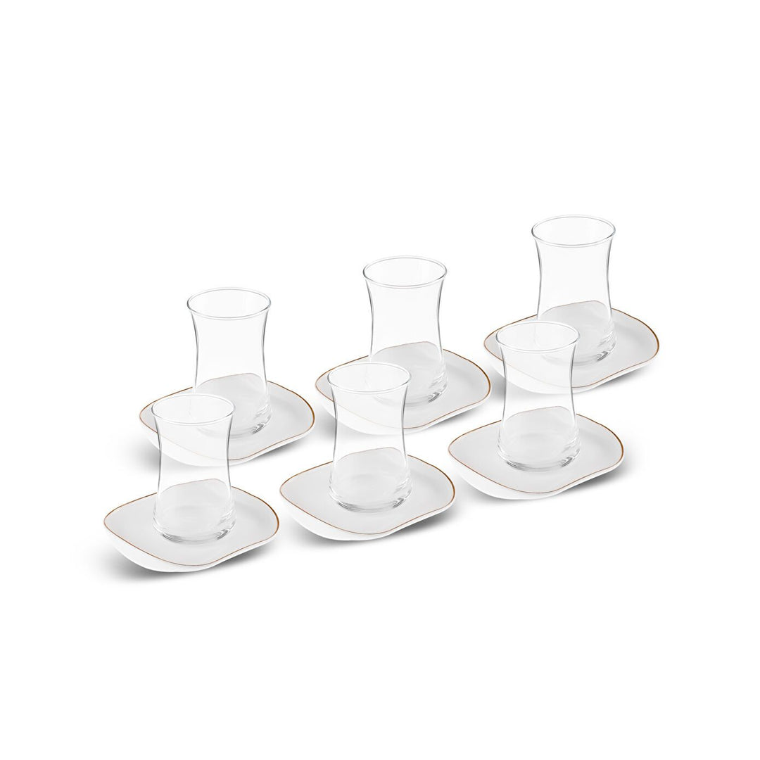 Karaca Streamline Plato 12 - delt 6 - personers Glas Tesæt 165 ml - Løven Home