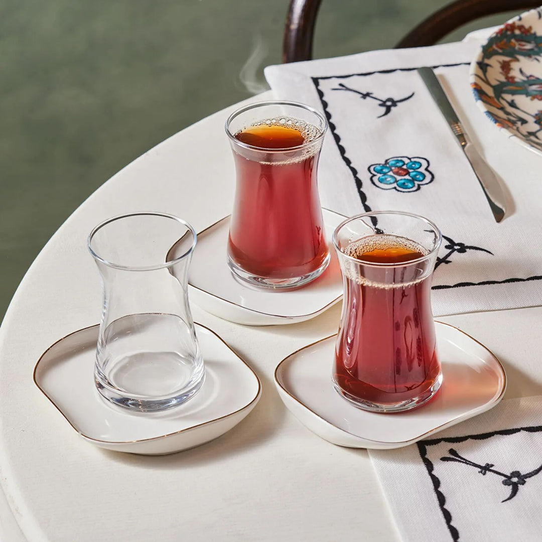 Karaca Streamline Plato 12 - delt 6 - personers Glas Tesæt 165 ml - Løven Home