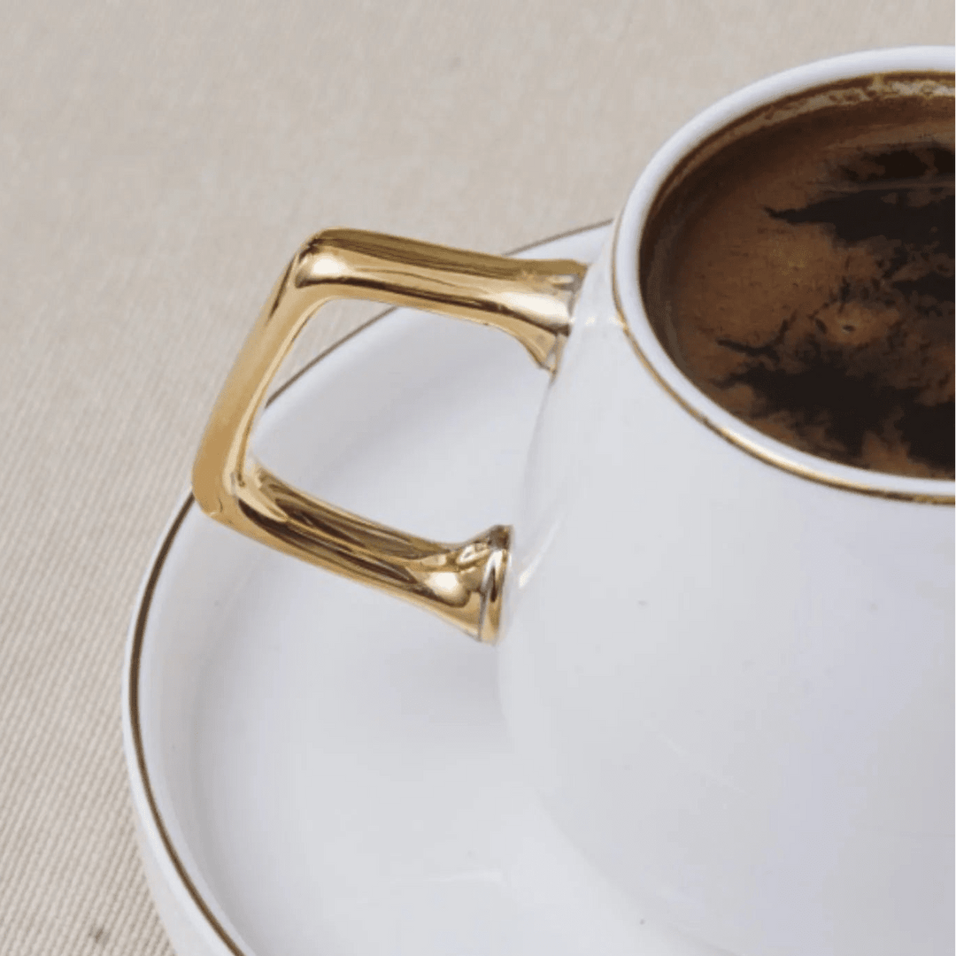 Karaca Streamline Saturn Espresso Kaffesæt til 6 personer – 100 ml - Guld - Løven Home