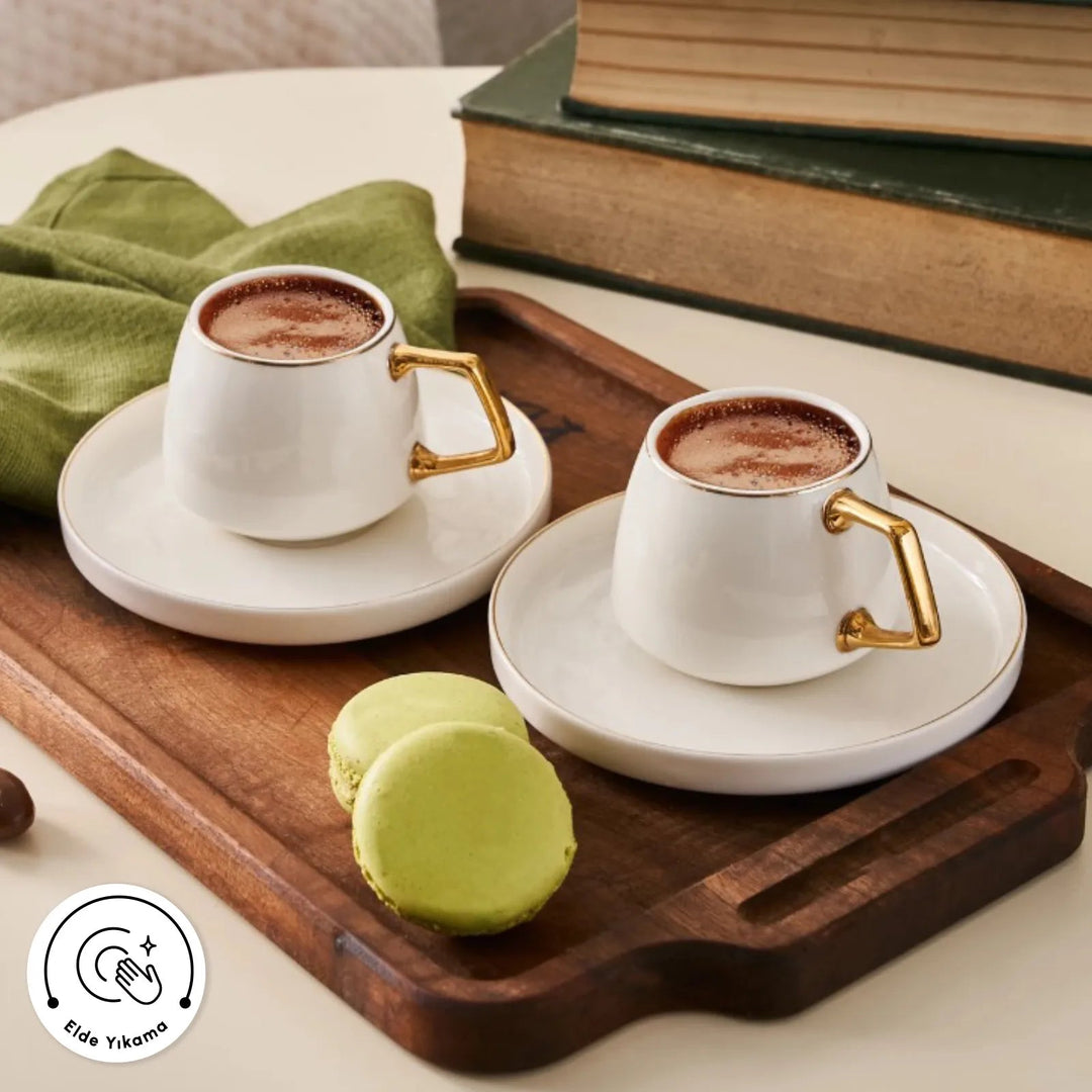 Karaca Streamline Saturn Espresso Kaffesæt til 6 personer – 100 ml - Guld - Løven Home