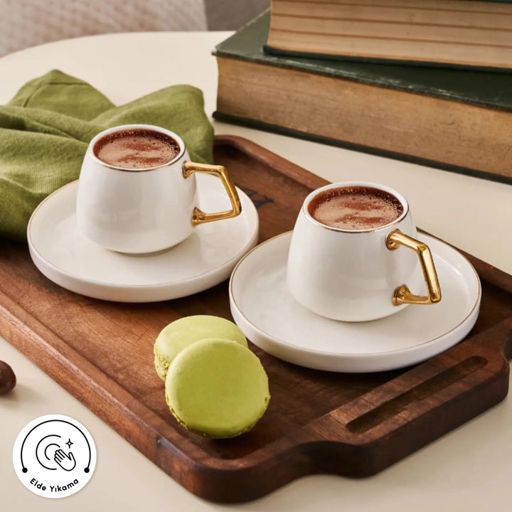 Karaca Streamline Saturn Espresso Kaffesæt til 6 personer – 100 ml - Guld - Løven Home