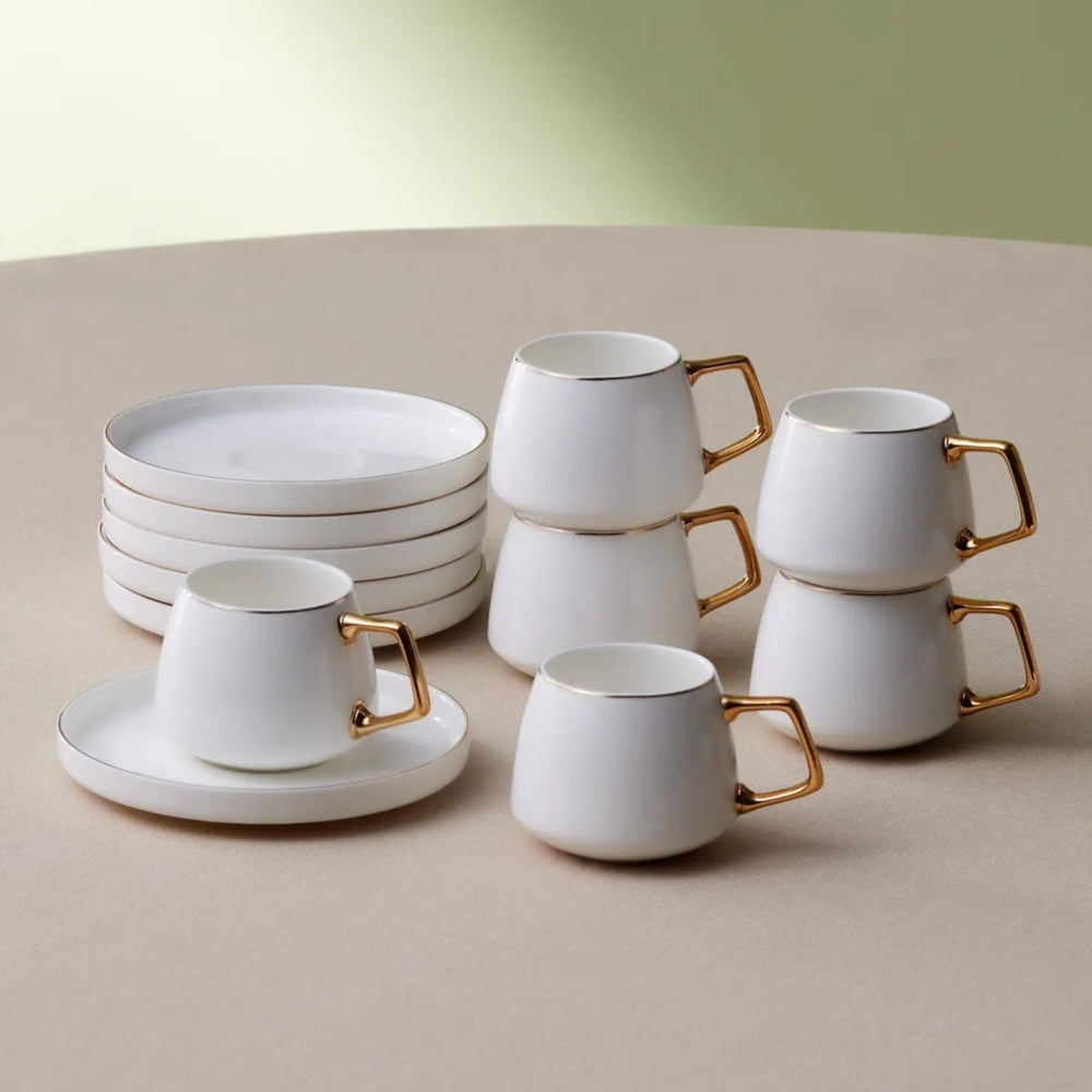 Karaca Streamline Saturn Espresso Kaffesæt til 6 personer – 100 ml - Guld - Løven Home