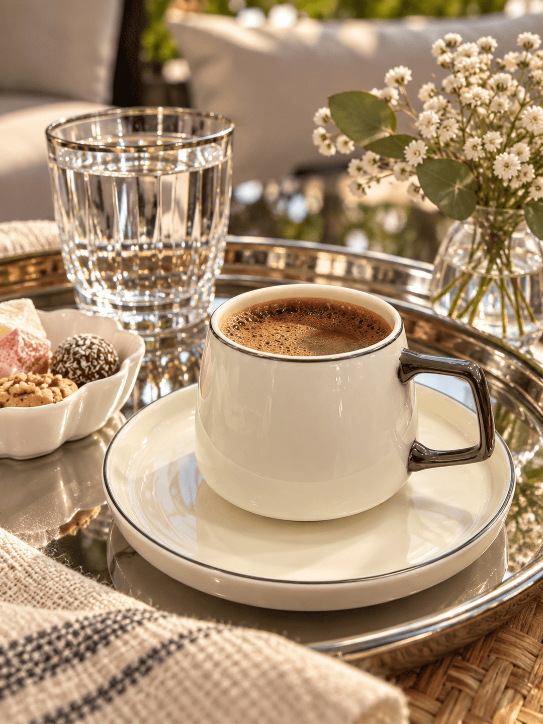 Karaca Streamline Saturn - Kaffesæt til 6 personer – 100 ml Sølv - Løven Home