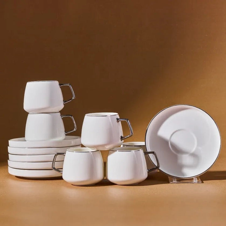 Karaca Streamline Saturn Kaffesæt til 6 personer – 100 ml - Sølv - Løven Home