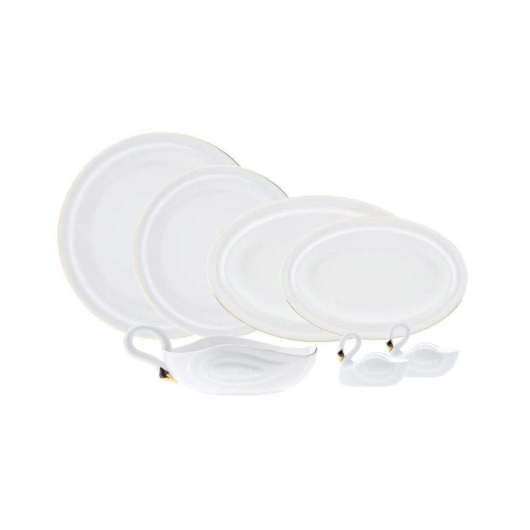 Karaca Streamline Swan Porcelæn Spisestel 22 dele 6 personer - Løven Home
