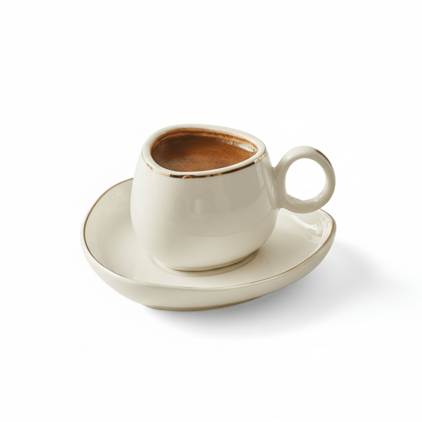 Karaca Streamline Tribe Espressosæt - til 2 Personer – 90 ml - Hvid/Guldkant - Løven Home