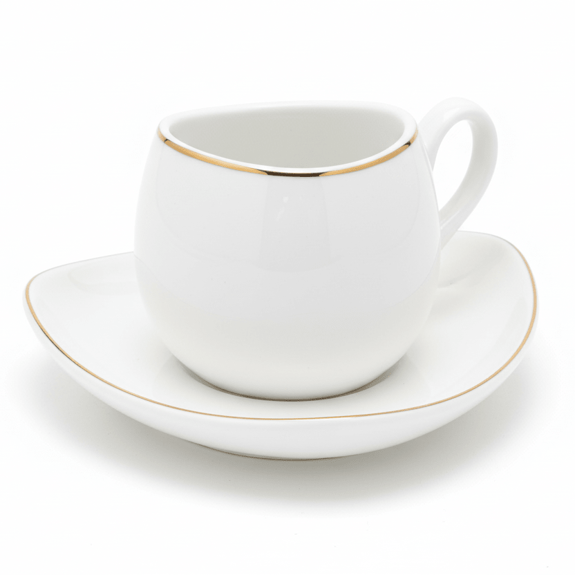 Karaca Streamline Tribe Espressosæt - til 2 Personer – 90 ml - Hvid/Guldkant - Løven Home