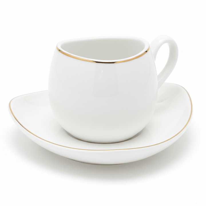 Karaca Streamline Tribe Espressosæt - til 2 Personer – 90 ml - Hvid/Guldkant - Løven Home